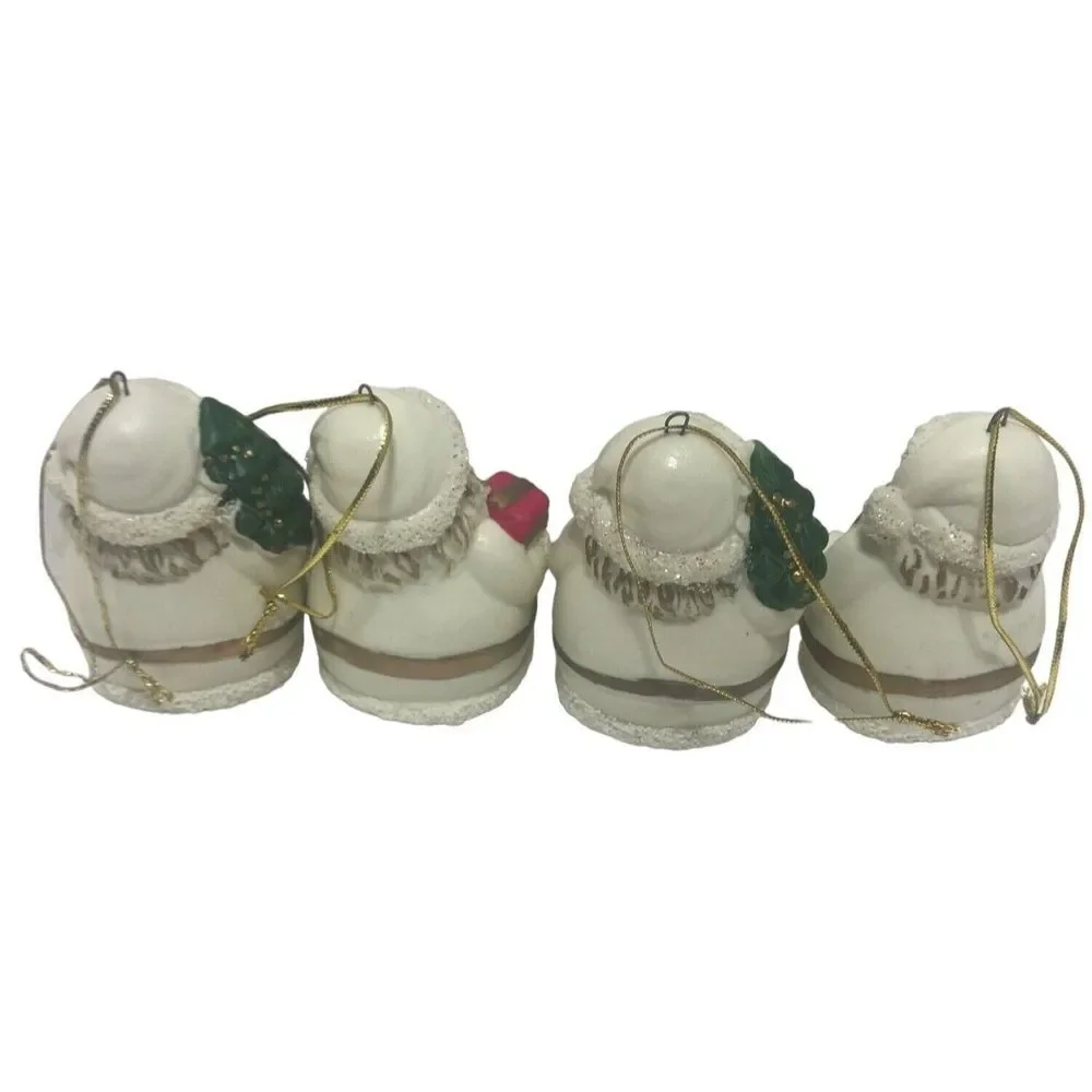 Vintage Christmas Ornaments Bisque Porcelain 4 Roly Poly Santa Santa Clause Nick